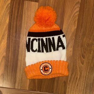 Orange and White Cincinnati Bengals Knit Beanie